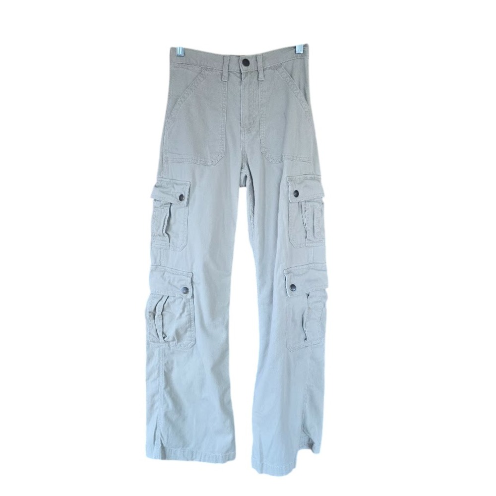 Arizona Olive Khaki Cargo Utility Pants Wide Leg‎ Multi-Pocket Women 0 Gorpcore